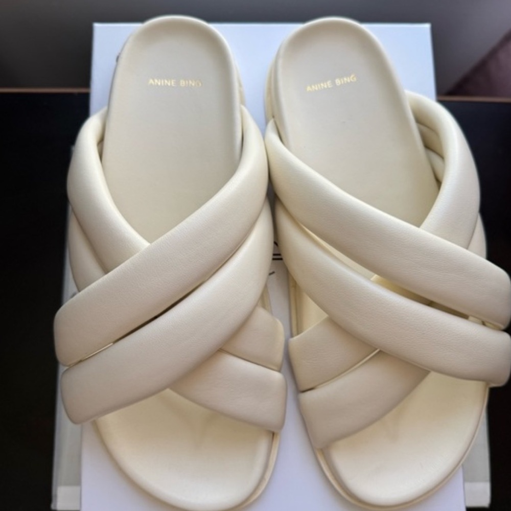 Anine Bing White Lizzie Leather Sandals
